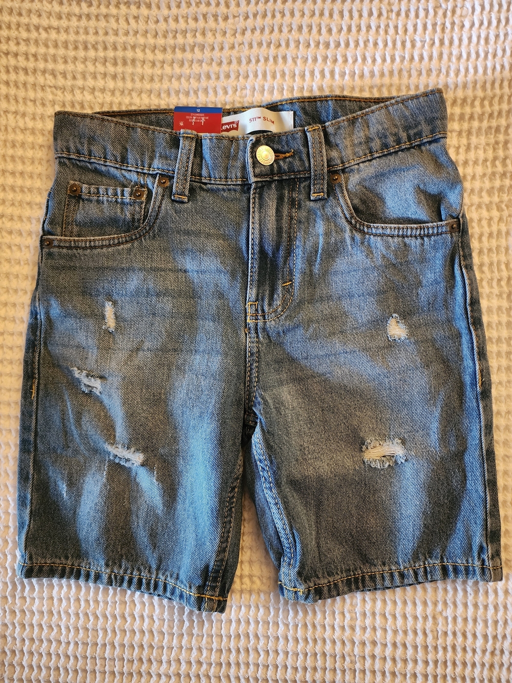 Levi's Distressed Blue Denim Kids Shorts